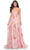 La Femme 32031 - V-Neck Floral Sequin Prom Gown Evening Dresses 00 / Light Pink