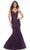 La Femme 32033 - Beaded Appliqued Mermaid Prom Dress Prom Dresses 00 / Dark Berry