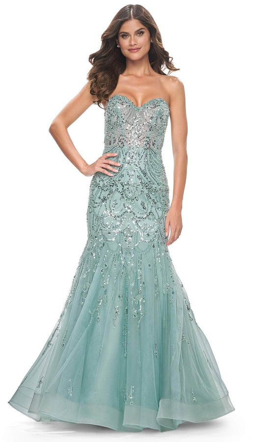 La Femme 32053 - Sweetheart Tie Open Back Prom Dress