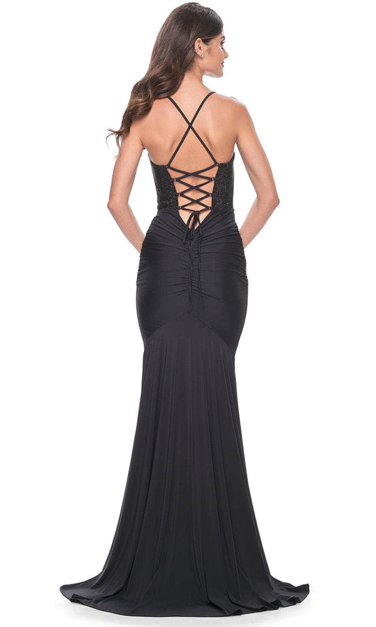 La Femme 32064 - Scoop Neck Beaded Corset Prom Dress