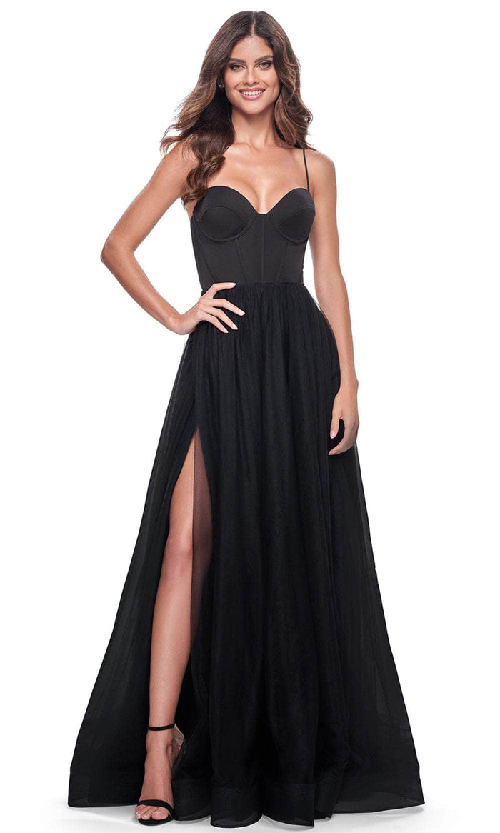 La Femme 32065 - Bustier Tulle Prom Dress Evening Dresses 00 / Black