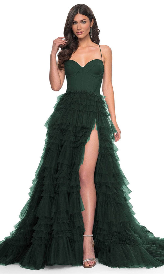 La Femme 32071 - Spaghetti Strap Tiered Prom Dress
