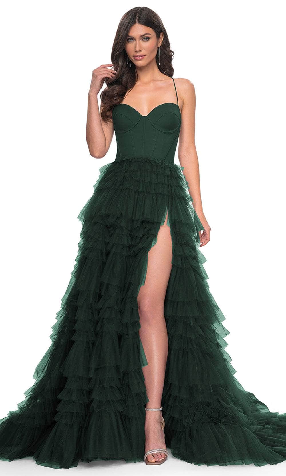 La Femme 32071 - Spaghetti Strap Tiered Prom Dress Couture Candy La Femme 32071 - Spaghetti Strap Tiered Prom Dress Couture Candy