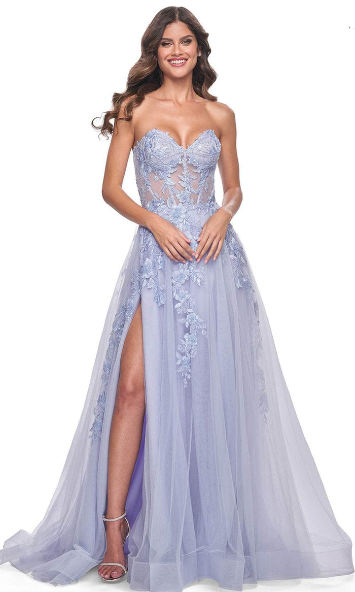La Femme 32082 - Sweetheart Applique Prom Dress Prom Dresses 00 / Light Periwinkle
