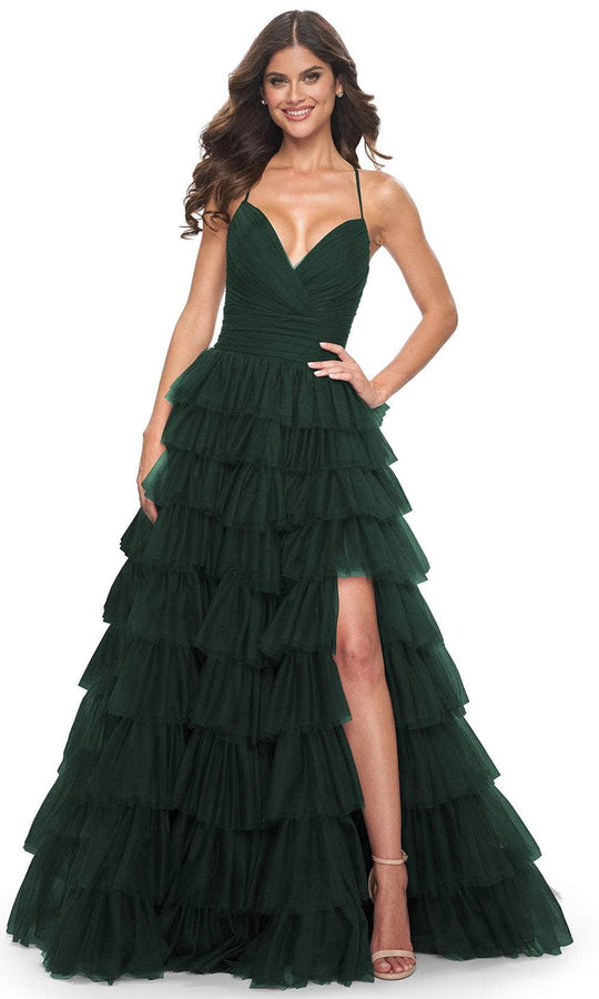 La Femme 32086 - Surplice V-Neck Ruffled Prom Dress