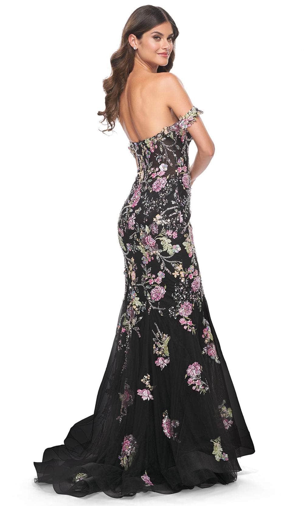 La Femme 32087 - Floral Sequin Embellished Off-Shoulder Prom Gown ...