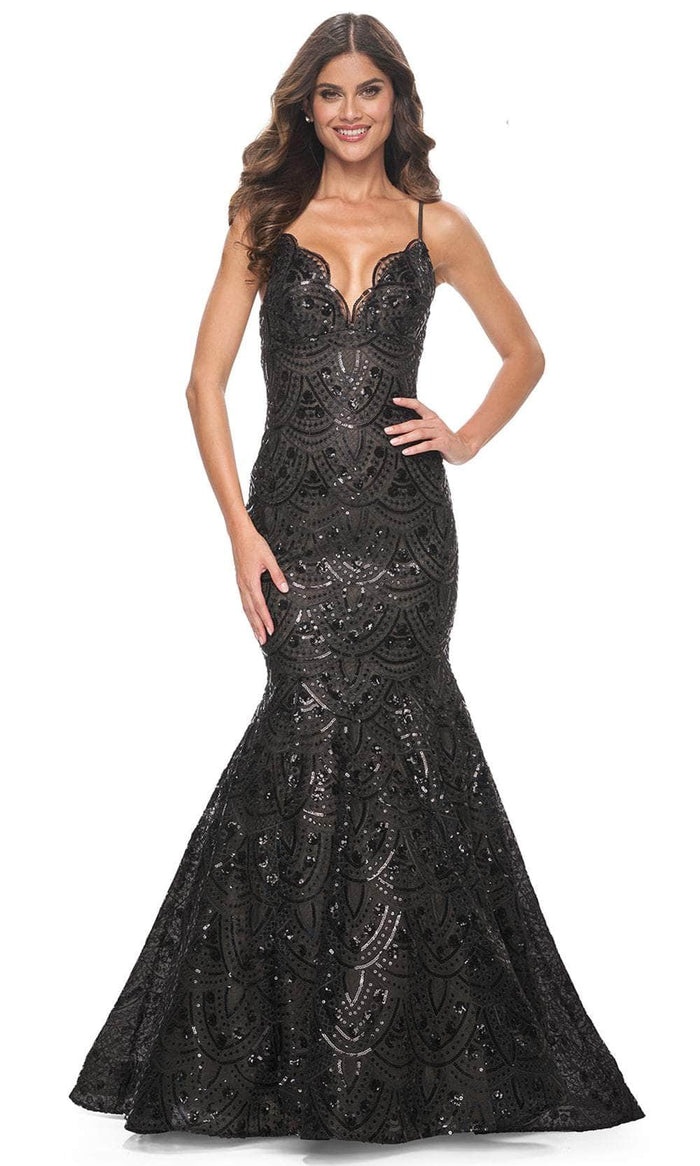 La Femme 32118 - Sequin Sleeveless Prom Gown Prom Dresses 00 / Black