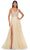 La Femme 32215 - V-Back Floral Appliqued Prom Gown Prom Dresses 00 / Pale Yellow