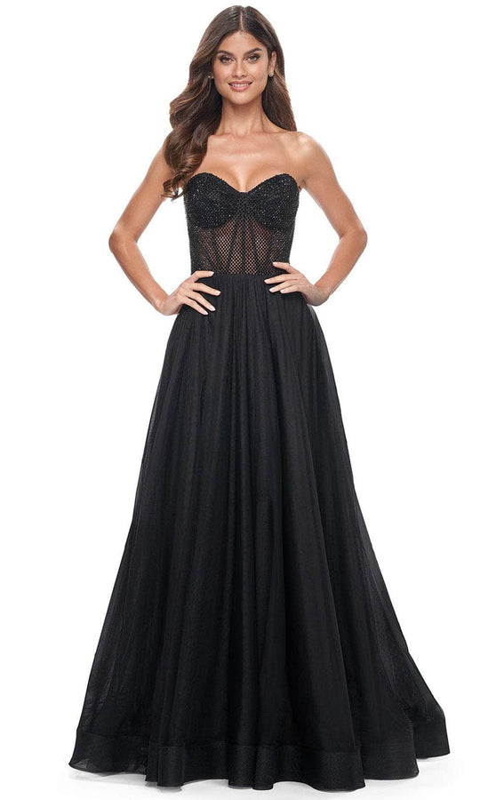 La Femme 32216 - Fishnet A-Line Prom Dress
