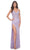 La Femme 32236 - Rhinestone Fishnet Prom Dress Special Occasion Dress 00 / Lavender