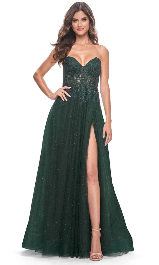 La Femme 32253 - Embroidered Strapless A-Line Prom Gown