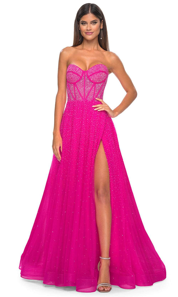 La Femme 32278 - Bejeweled Bustier Prom Dress Prom Dresses 00 / Hot Fuchsia