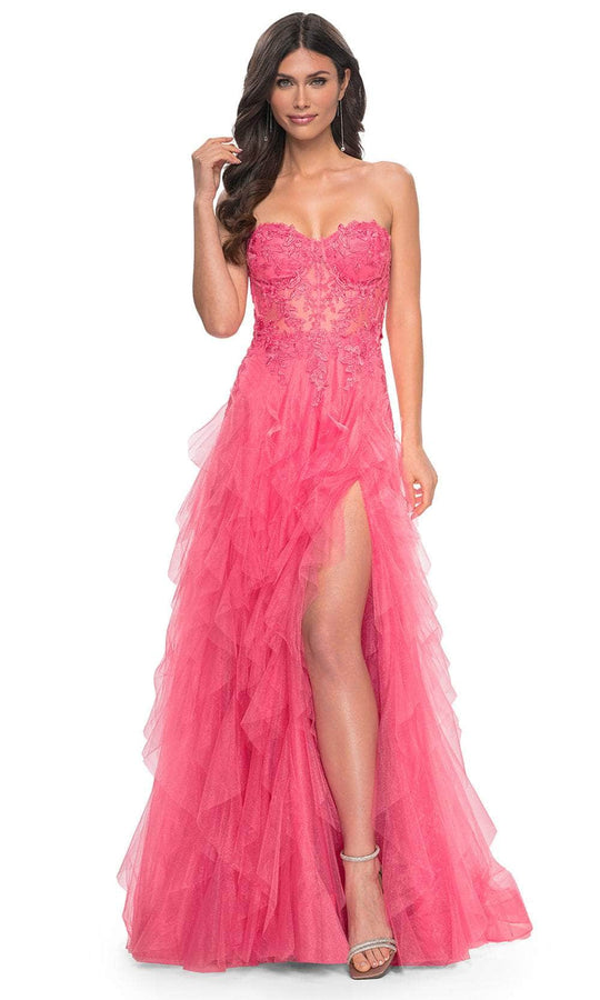 La Femme 32286 - Strapless Ruffle A-Line Prom Gown