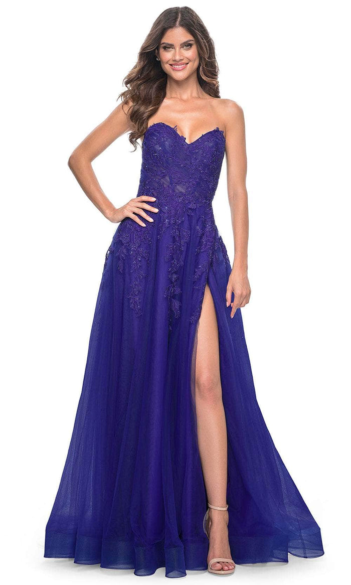 La Femme 32304 - Sweetheart Tulle A-Line Prom Gown Prom Dresses 00 / Indigo