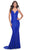 La Femme 32309 - Deep V-Neck Beaded Lace Prom Dress Evening Dresses 00 / Royal Blue