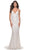 La Femme 32309 - Deep V-Neck Beaded Lace Prom Dress Evening Dresses 00 / White