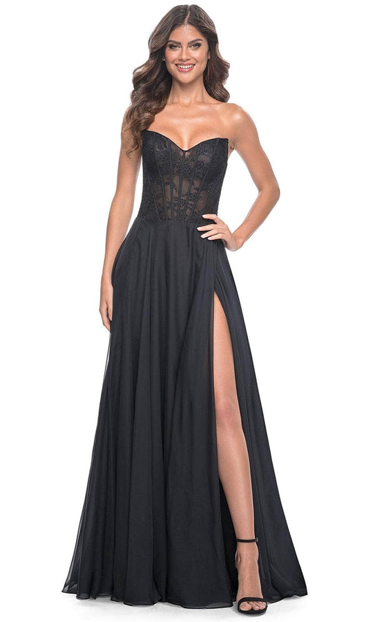 La Femme 32311 - Sweetheart Lace Sheer Bodice Prom Dress