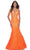 La Femme 32314 - Plunging Neckline Floral Lace Prom Gown Prom Dresses 00 / Bright Orange