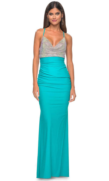 La Femme 32320 - Draped Metallic Prom Dress  Couture Candy