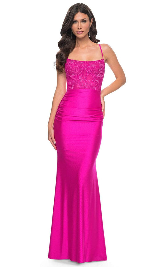 La Femme 32322 - Fitted Lace Corset Bodice Prom Gown