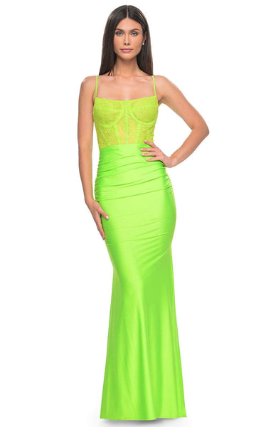 La Femme 32322 - Fitted Lace Corset Bodice Prom Gown 4 / Light Periwinkle