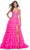 La Femme 32335 - Sweetheart Neck Rhinestone Embellished Ballgown Prom Dresses 00 / Neon Pink