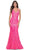 La Femme 32337 - Sequin Ornate Deep V-Neck Prom Gown Prom Dresses 00 / Neon Pink