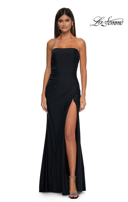 La Femme 32360 - Crystal Beaded Trim Strapless Prom Gown