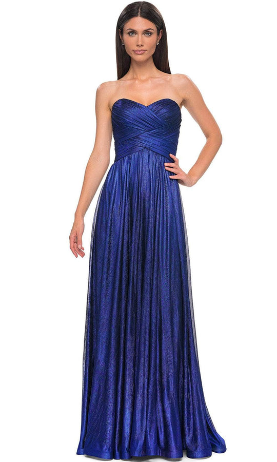 La Femme 32382 - Metallic Chiffon Sweetheart Evening Gown