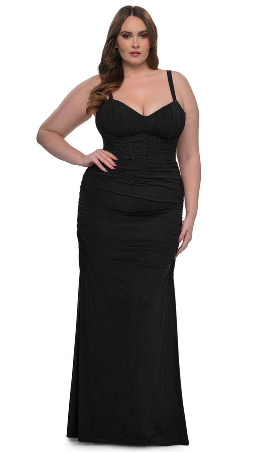 La Femme 32402 - Net Jersey Ruching Evening Dress