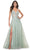 La Femme 32438 - Lace Applique Deep V-Neck Prom Gown Evening Dresses 00 / Sage