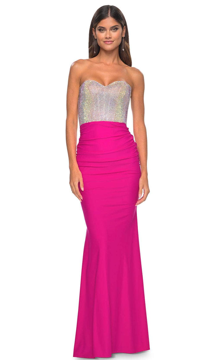 La Femme 32440 - Rhinestone Sweetheart Prom Dress Prom Dresses 00 / Hot Fuchsia