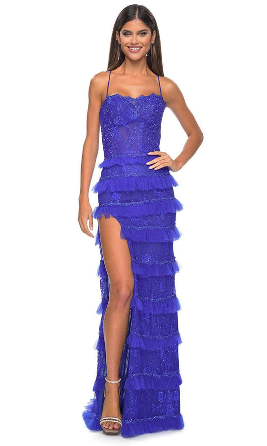 La Femme 32442 - Embellished Sleeveless Tiered Skirt Prom Gown'