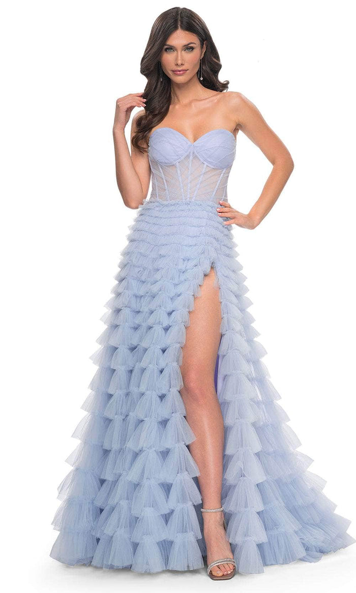 La Femme 32447 - Sweetheart Tiered Tulle Prom Gown Prom Dresses 00 / Light Periwinkle