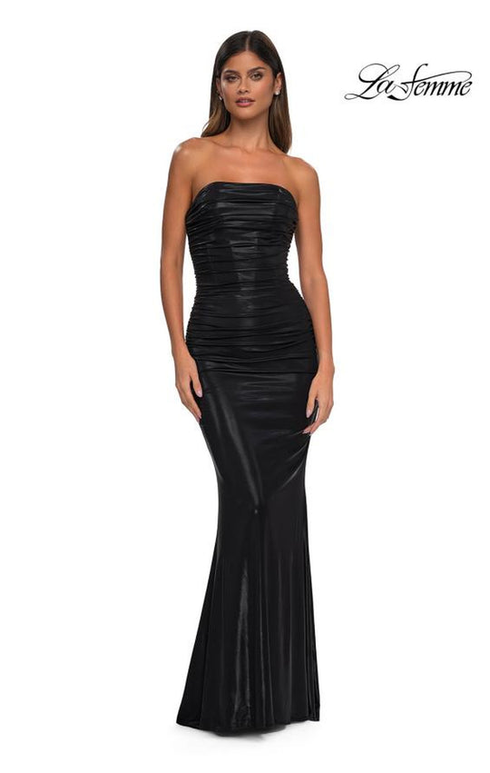 La Femme 32518 - Strapless Metallic Jersey Prom Gown