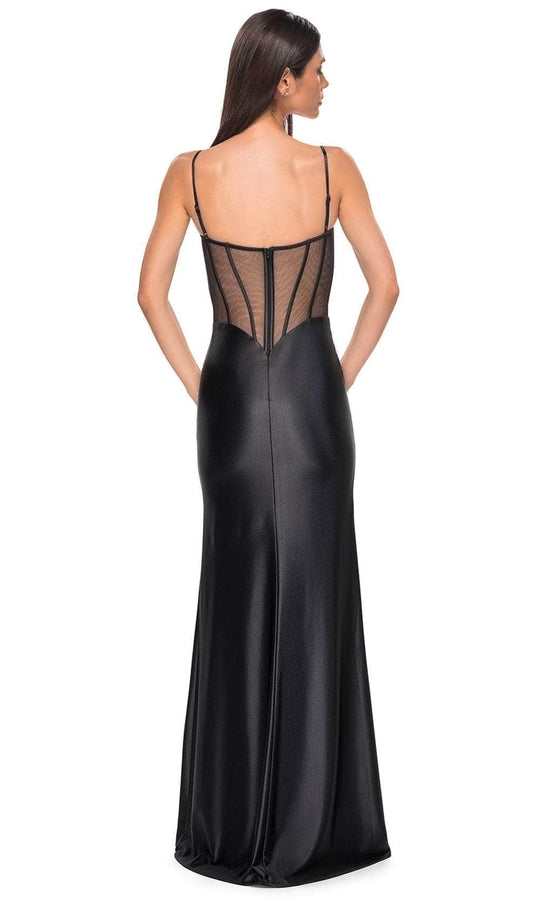 La Femme 32640 - Illusion Back Sleeveless Prom Gown with Slit