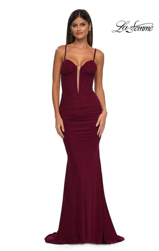 La Femme 32642 - Sleeveless Net Jersey Prom Gown
