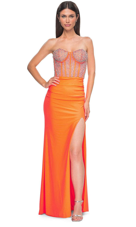 La Femme 32669 - Strapless Rhinestone Embellished Prom Gown