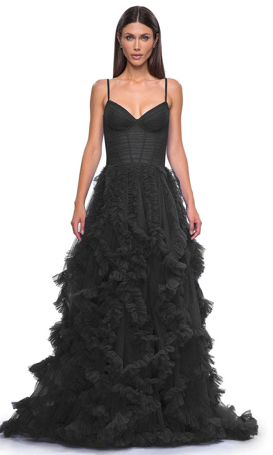 La Femme 32719 - Ruffled Tulle A-Line Prom Gown