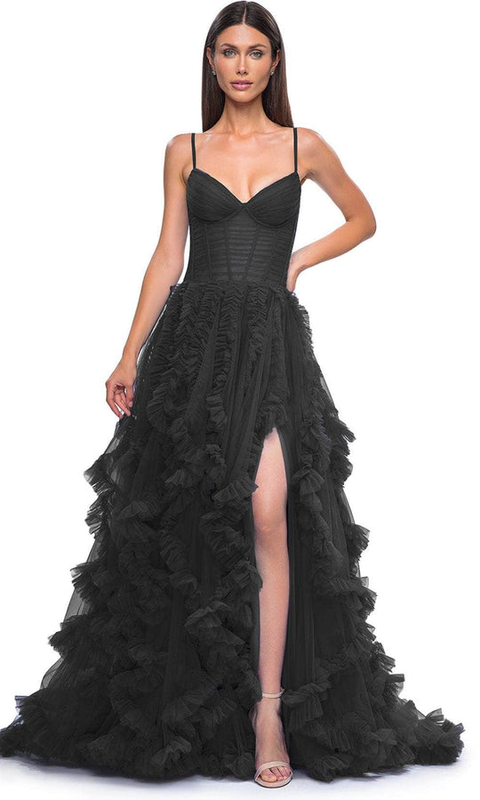 La Femme 32719 - Ruffled Tulle A-Line Prom Gown