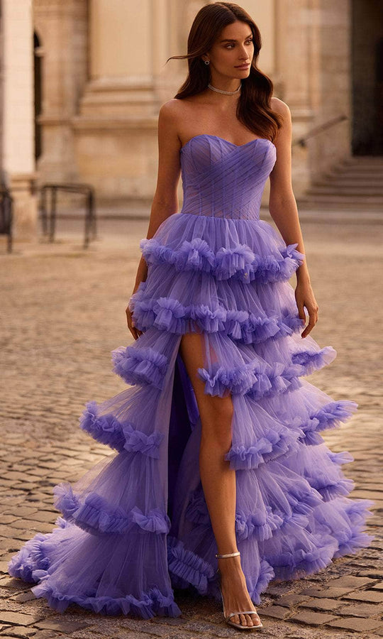 La Femme 32721 - Tiered Skirt Strapless Tulle Ballgown