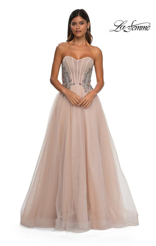 La Femme 32767 - Strapless Tulle Prom Gown