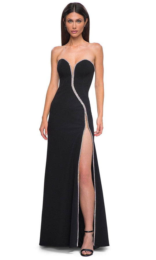 La Femme 32854 - Plunging Sweetheart High Slit Prom Gown