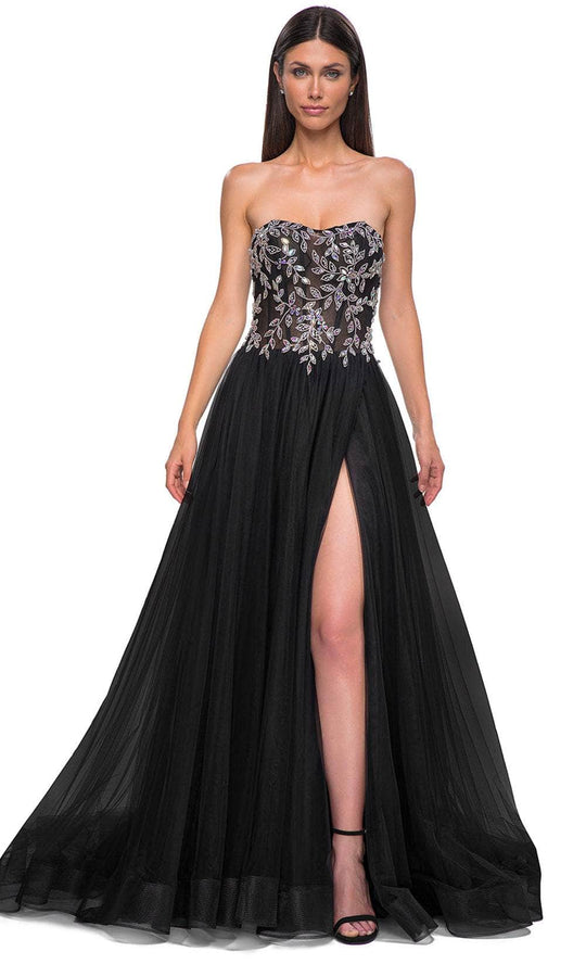 La Femme 32862 - Semi-Sweetheart Illusion Corset Prom Gown