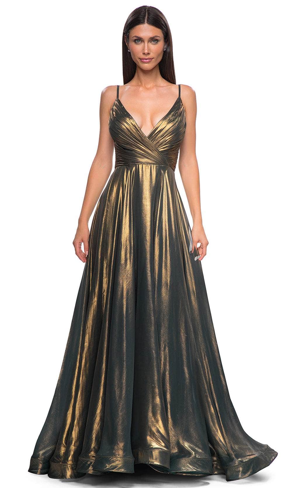 gold chiffon prom dress Gold Chiffon Simple Long Prom Dresses V Neck Cheap Prom Dress ARD2107