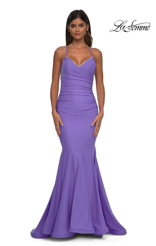 La Femme 32918 - Crisscross Back Mermaid Prom Gown