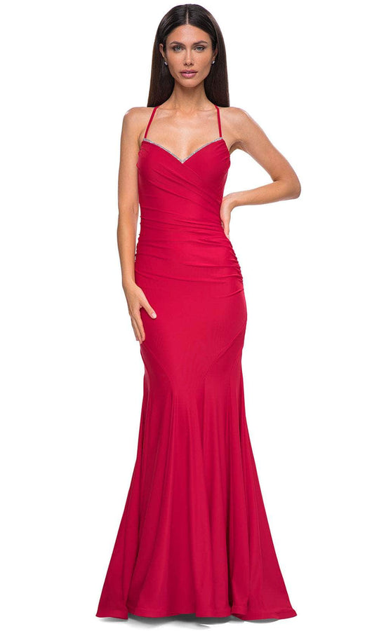 La Femme 32918 - Crisscross Back Mermaid Prom Gown
