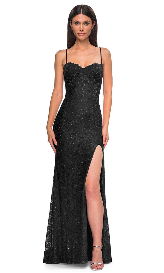 La Femme 32933 - Rhinestone-Embellished Lace Sleeveless Prom Gown