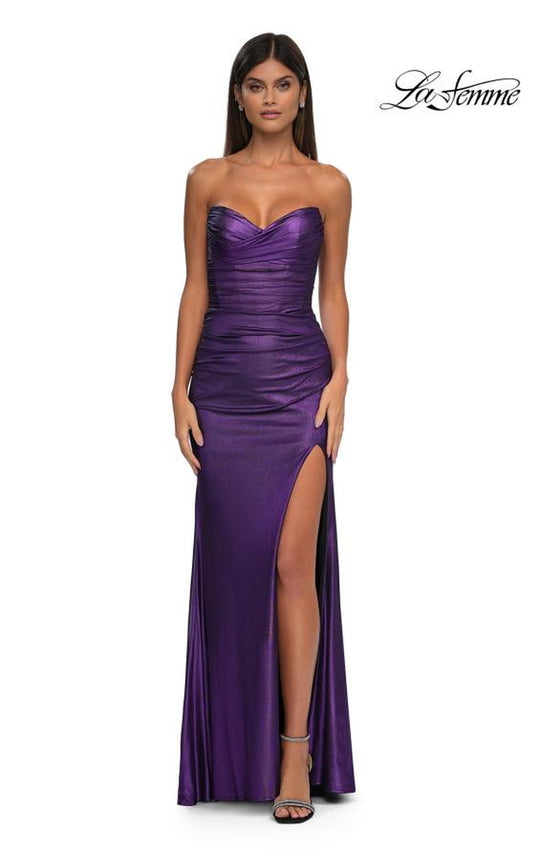 La Femme 32946 - Crisscross Strapless Prom Gown