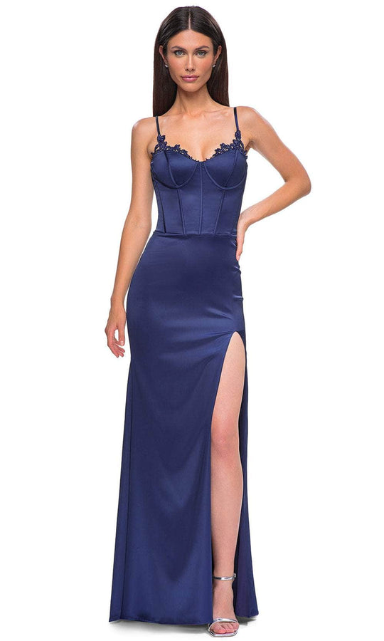 La Femme 32955 - Lace Appliqued Sleeveless Prom Gown